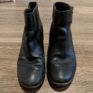 Black leather booties